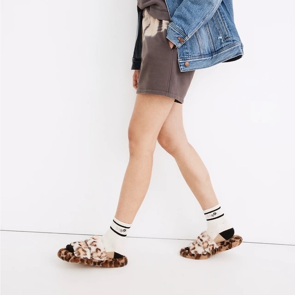 NWT/Box Madewell Two-Strap Leopard Spot Recycled Faux Fur Slippers - Size 8 - Picture 7 of 7